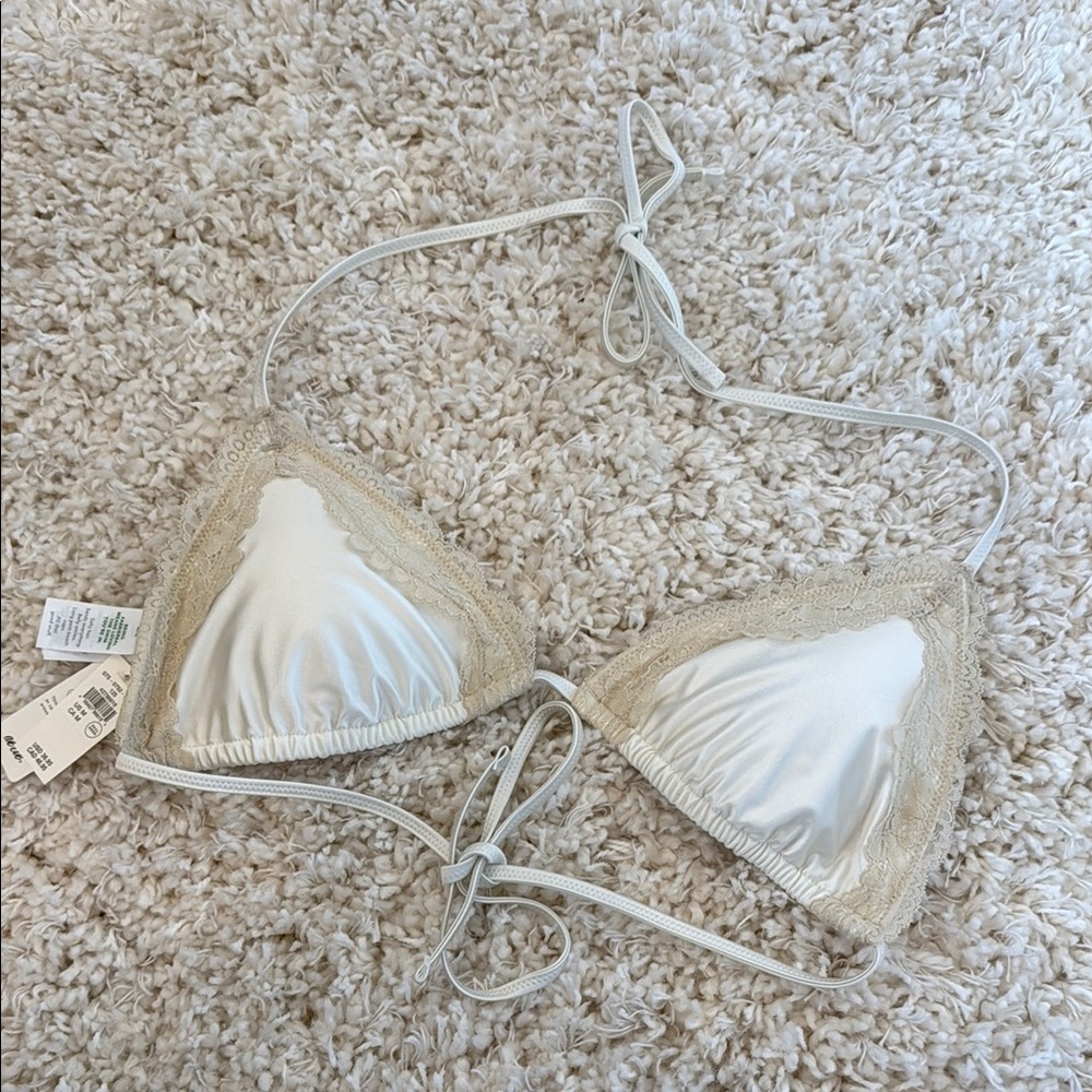 Aerie Lace Trim Shine Bikini Top - BRAND NEW